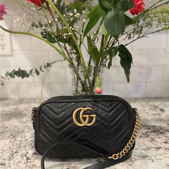 Gucci Black Quilted Leather GG Chain Crossbody Bag - Picture 13 of 15